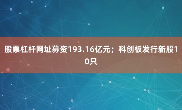 股票杠杆网址募资193.16亿元；科创板发行新股10只